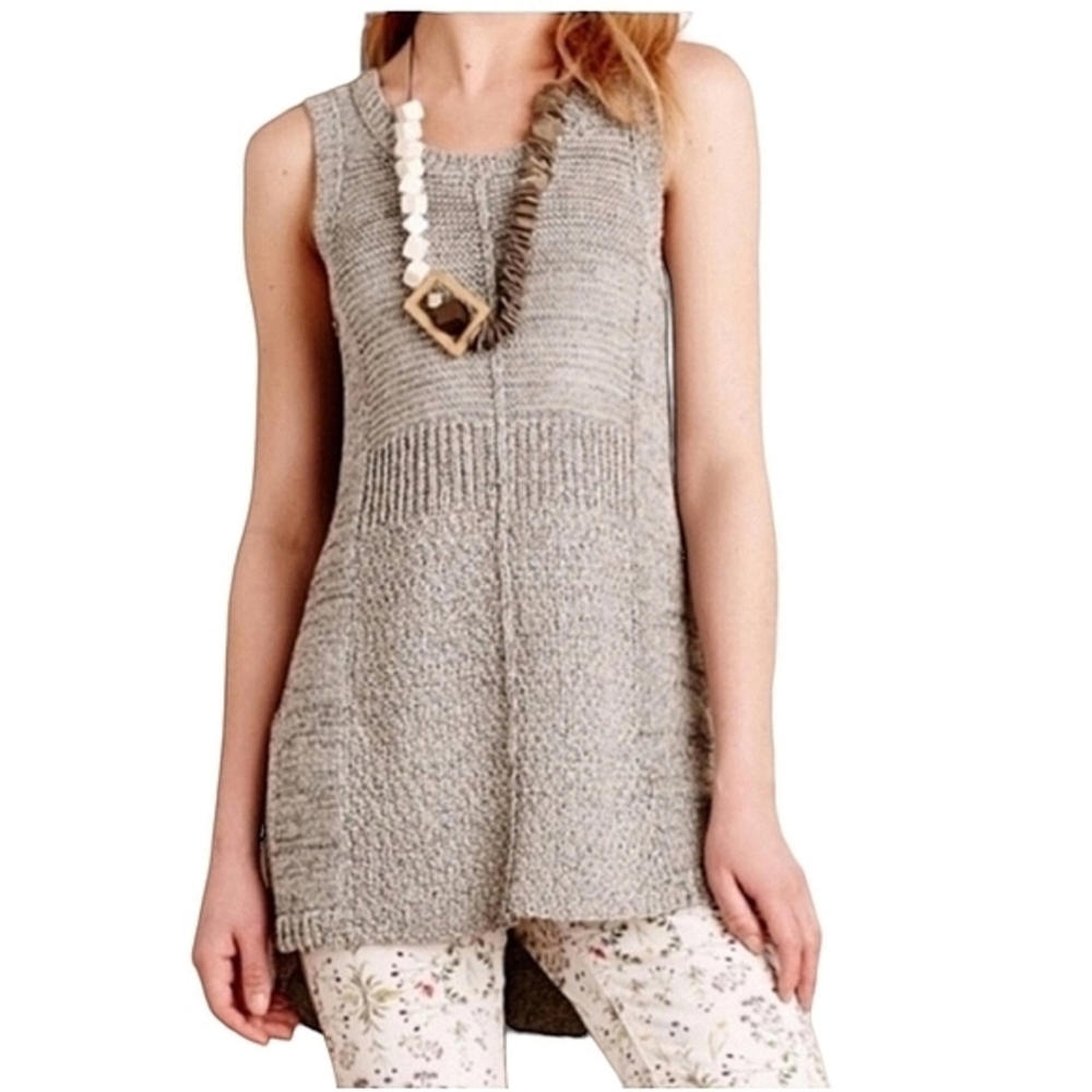 Anthropologie Sparrow mixed knit tunic length tank sweater size XS